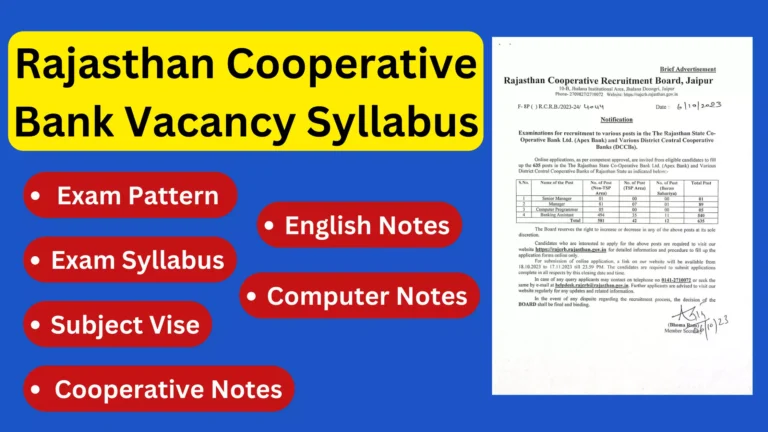Rajasthan Cooperative Bank Vacancy Syllabus